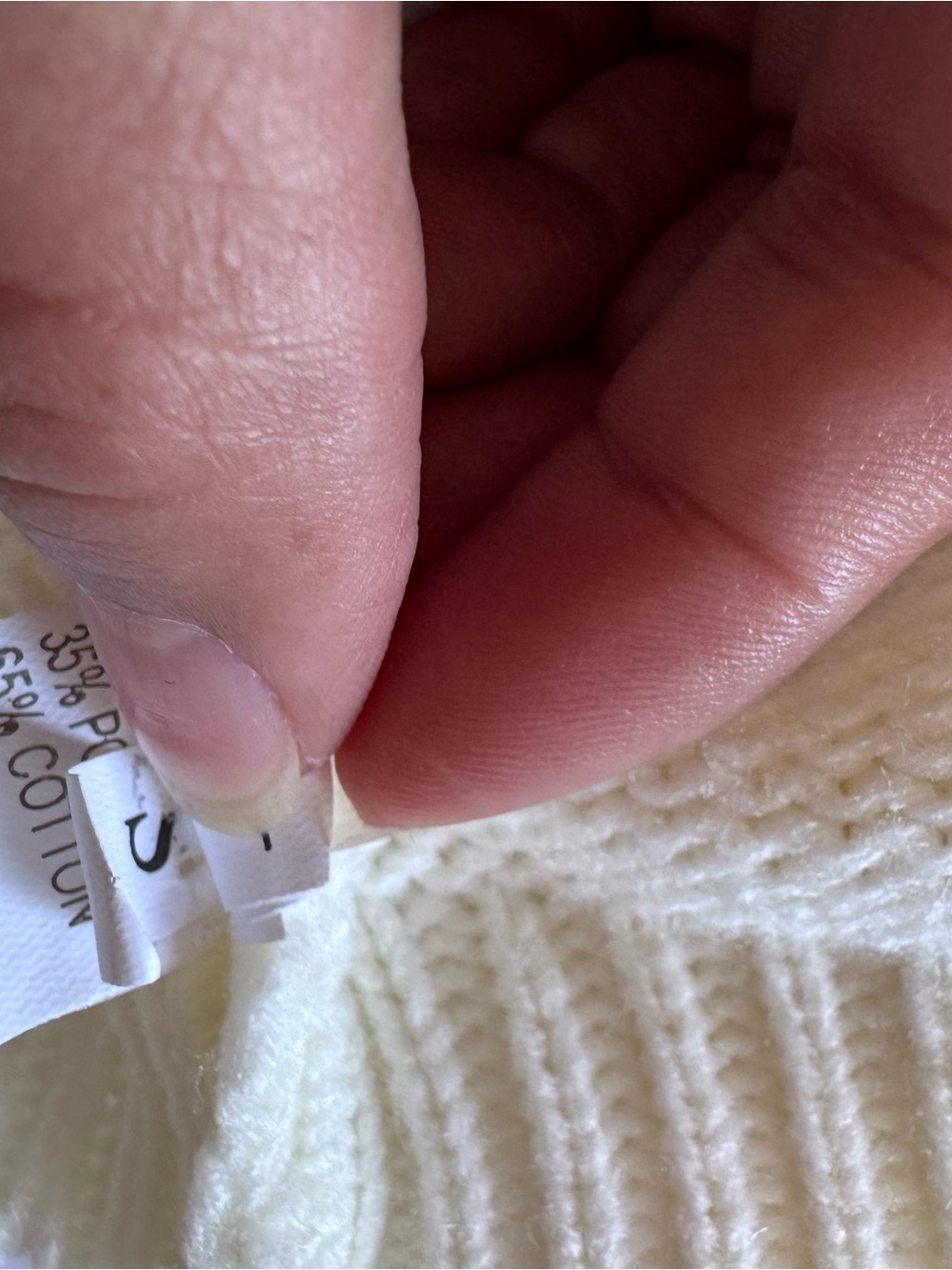 Cropped Cable Knit Sweater - Cream,Size Small - Picture 6 of 6